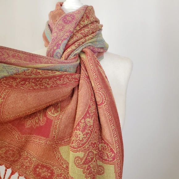 Collection Eighteen Pastel Reversible Large Scarf Wrap - Picture 4 of 13